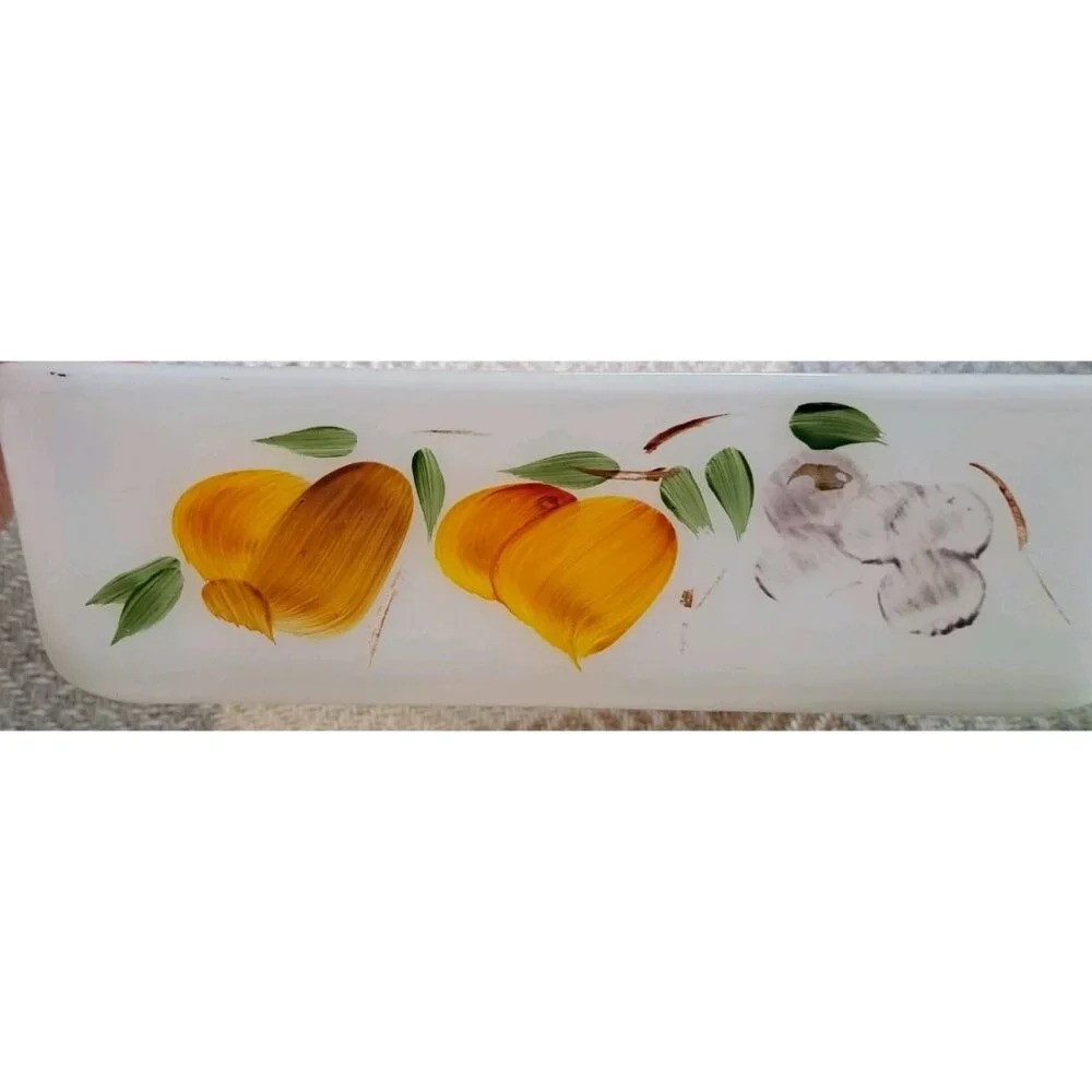Vintage‎ Anchor Hocking Fire King Gay Fad Fruit Loaf Pan Milk Glass Oven Ware